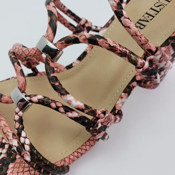 Just Fab All Eyes On Me Womens 7.5 Coral Snake Strappy Dress 3.75" Heel Sandals - Picture 9 of 12